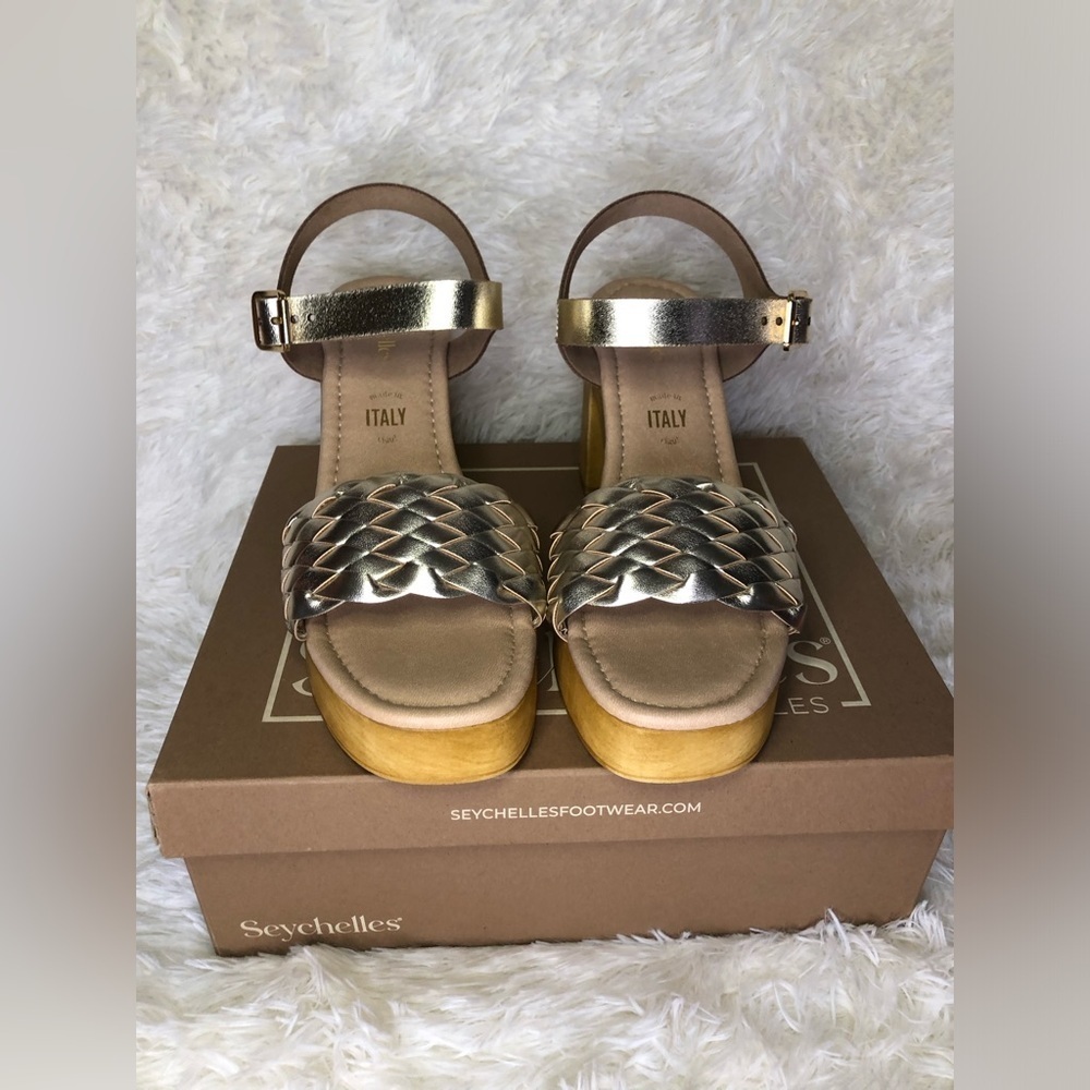 Seychelles Women's Tan and Brown Platform Heels NIB SIZE 9.5 - Picture 7 of 16